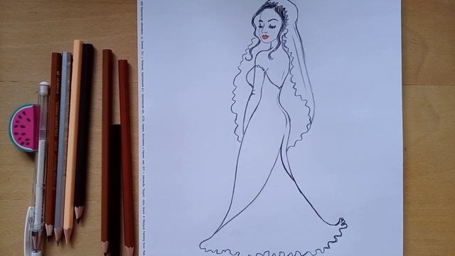 Как нарисовать невесту, свадебное платье || how to draw a bride, wedding dress смотреть онлайн