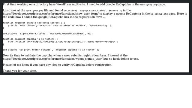 Is there any hook to validate google recaptcha dislayed in wp-signup page [in Wordpress Multisite] смотреть онлайн