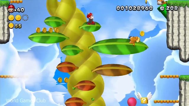 Прохождение New Super Mario Bros U (Wii U) огромный бобовый стебель смотреть онлайн