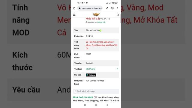 [Hướng Dẫn Tải Game] Block Craft 3D Vô Hạn Kim Cương, Vàng, Mod Menu, Free Shopping, Mở Khóa Tất C смотреть онлайн