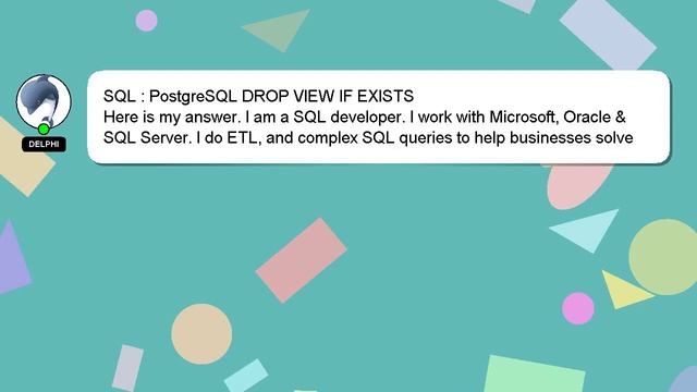 SQL : PostgreSQL DROP VIEW IF EXISTS смотреть онлайн