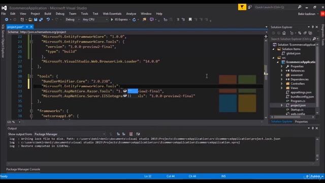 Adding Entity Framework Core to project.json file смотреть онлайн