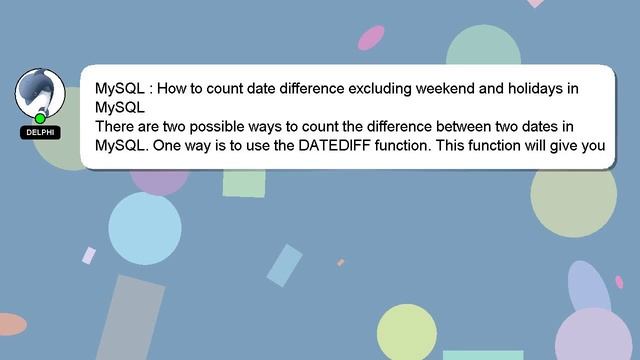 MySQL : How to count date difference excluding weekend and holidays in MySQL смотреть онлайн