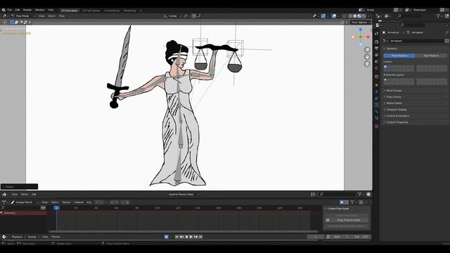 Justitia ist die Erste | unsere Charakter bekommen bones | Blender 3 Grease Pencil | 2D Animation смотреть онлайн