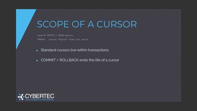 PostgreSQL Fetching large amounts of data cut - EXPLAINING PostgreSQL | CYBERTEC смотреть онлайн