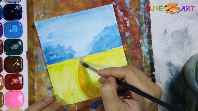 Летний Пейзаж Как нарисовать акварелью смотреть онлайн