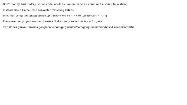 Is it okay to go against all-caps naming for enums to make their String representation simpler? смотреть онлайн