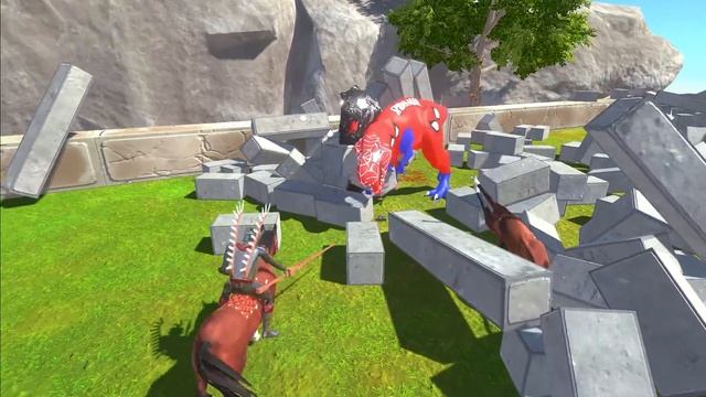 SPIDERMAN T-REX vs VENOM T-REX CASTLE DEATH RUN - Animal Revolt Battle Simulator смотреть онлайн