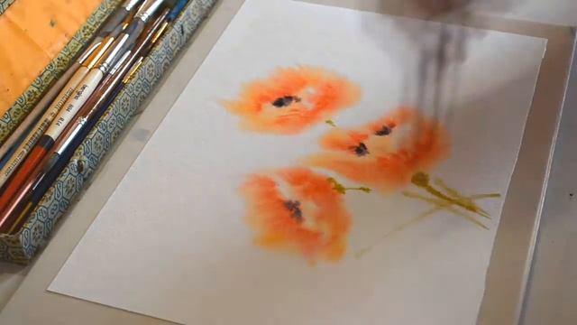 Маки. Акварель. How to draw a poppies. watercolor. смотреть онлайн
