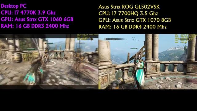 For Honor: Desktop GTX 1060 VS Laptop GTX 1070: Side by Side Benchmark смотреть онлайн
