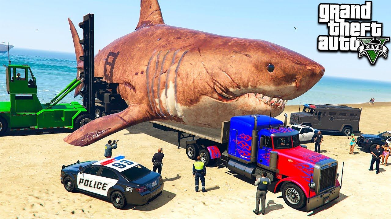 РЫБАЛКА НА МЕГАЛОДОНА И КАК ПОЙМАТЬ ОГРОМНУЮ АКУЛУ МЕГ ГТА 5 МОДЫ! ОБЗОР МОДА В GTA 5! ВИДЕО MODS смотреть онлайн