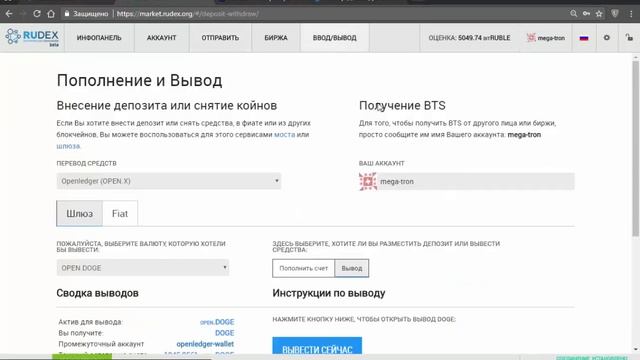 Биржа RuDex как заводить и выводить криптовалюты смотреть онлайн