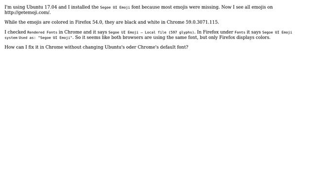 Segoe UI Emoji font - black and white in Chrome, colored in Firefox смотреть онлайн