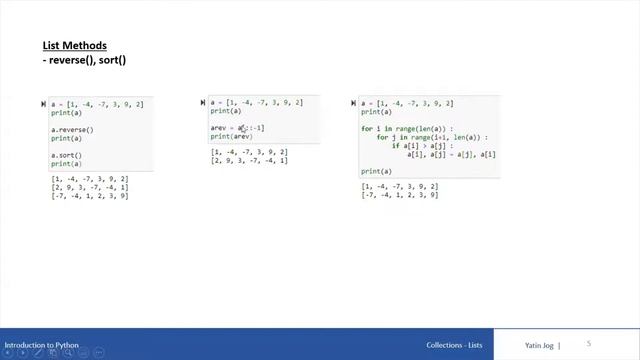 Python List Methods - reverse(), sort() смотреть онлайн