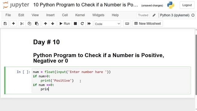 Check Number is Positive, Negative, or Zero | Python Practice Programming Tutorial Day - 10 смотреть онлайн