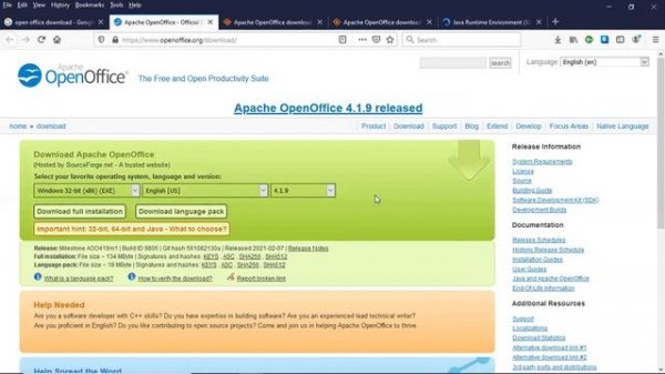 Open Office Download | Using Databases | Java Problem Solved