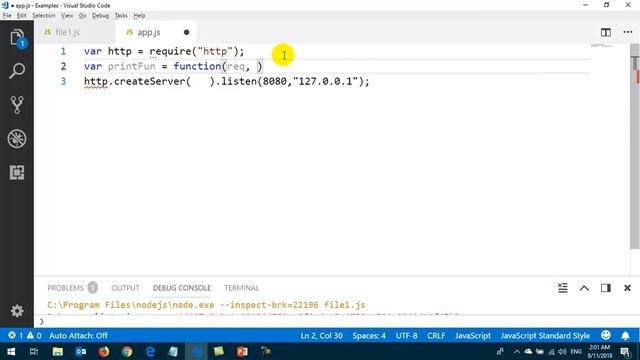 6 Node js Run first web app steps import modules create server func with request and response смотреть онлайн