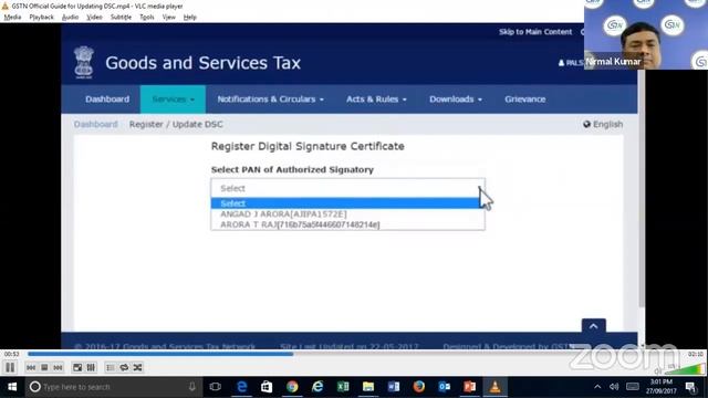 Webinar on Registering and using Digital Signature Certificate (DSC), English, 27 Sept 2017 смотреть онлайн