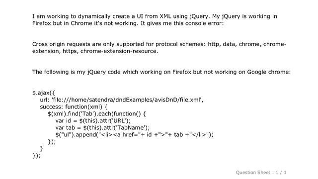 jQuery : AJAX request to local file system not working in Chrome? смотреть онлайн