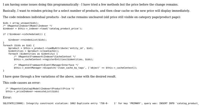 Magento: Magento 2 reindex price/clear cache for specific products смотреть онлайн