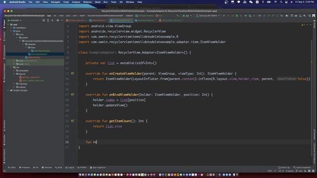 Android recyclerview swipe to delete item | slide to delete item from recyclerview | Kotlin 2021 смотреть онлайн