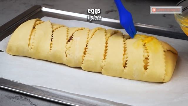 Золотой рулет из слоёного теста,грибов и сыра Фета!! смотреть онлайн