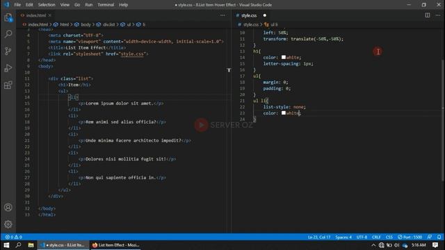 List Item Hover Effect | HTML CSS смотреть онлайн