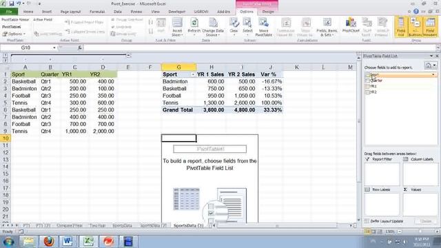 Ms Excel Pivot Table show Variance between last year and this year/ Percentage Change смотреть онлайн