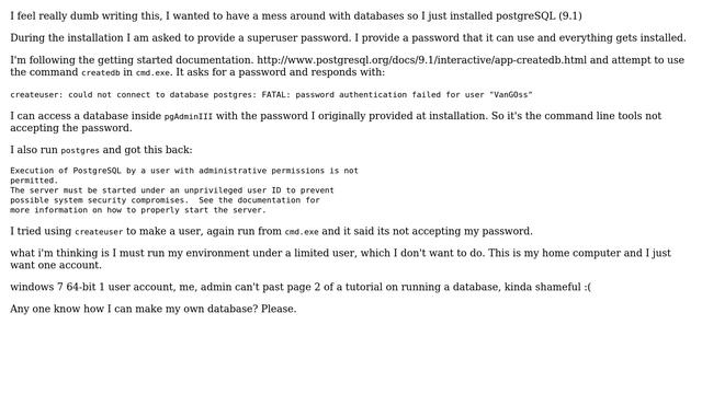 Databases: Can't get past password lock on fresh install of postgreSQL смотреть онлайн