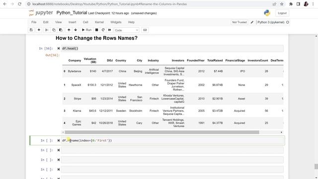 How to Rename the Rows Names in Python || Learn Pandas || Data Manipulation смотреть онлайн