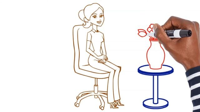 Girl photo drawing - Girl sitting on chair drawing by color sketch - girl drawing by color pen. смотреть онлайн