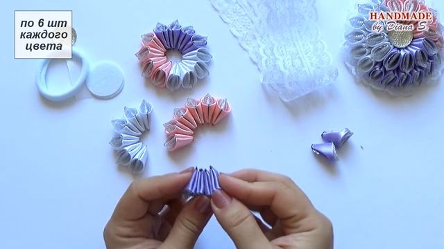 Зефирка. Резинки для волос. Канзаши. МК. DIY. Kanzashi. Scrunchy. смотреть онлайн
