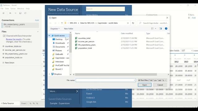 Tableau - Connect Separate Data (.csv) Files into One Visual смотреть онлайн