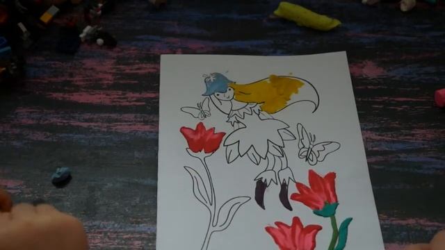 РАСКРАСКА ОТКРЫТКА НА 8 МАРТА ПЛАСТИЛИНОМ