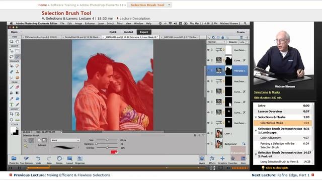 "Selection Brush Tool" | Adobe Photoshop Elements 11 with Educator.com смотреть онлайн
