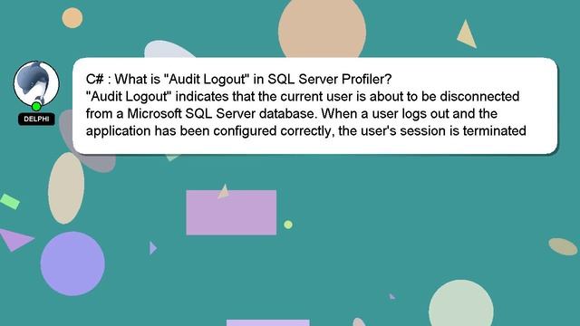 C# : What is "Audit Logout" in SQL Server Profiler? смотреть онлайн