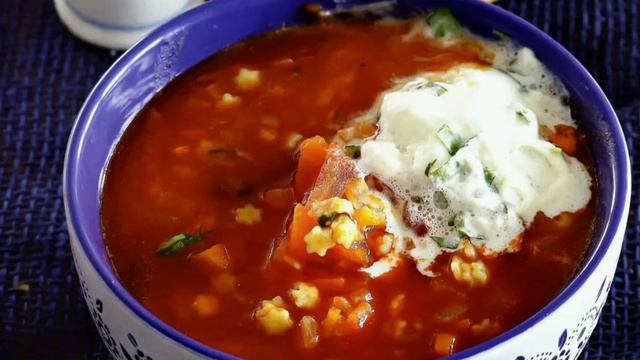 СУП ИЗ ПОМИДОРОВ И МЕЛКОЙ ПАСТЫ Рецепт приготування в описах смотреть онлайн