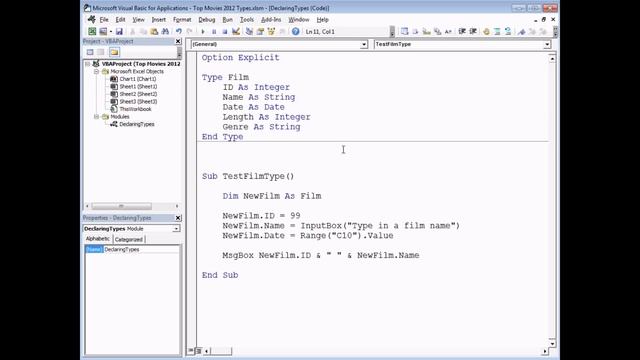 Excel VBA Introduction Part 34 - Type Declarations (User-Defined Types) смотреть онлайн