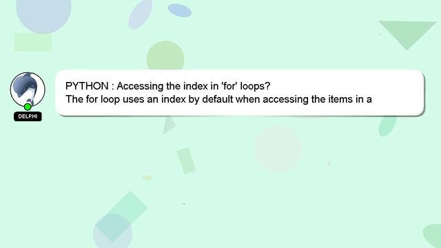PYTHON : Accessing the index in 'for' loops? смотреть онлайн