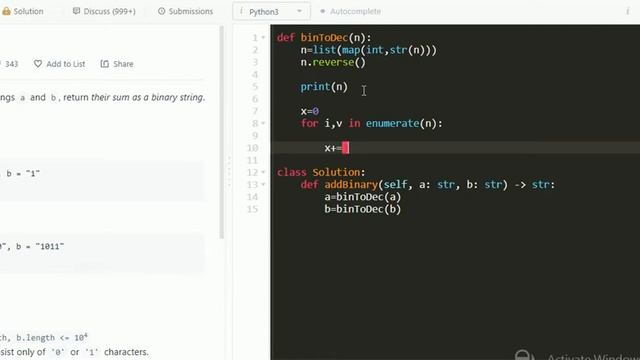 LeetCode Add Binary Solution in Python смотреть онлайн
