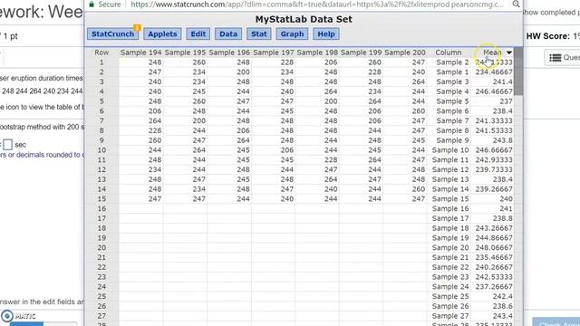 HW5 Bootstrapping for a Mean with Statcrunch смотреть онлайн