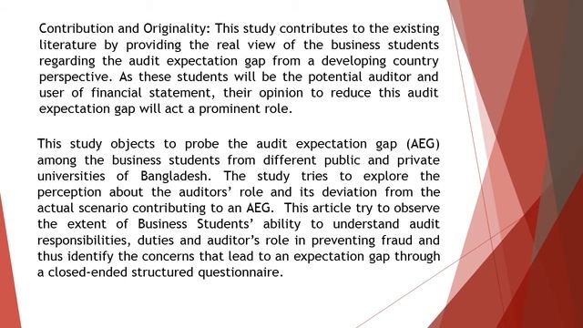 Perception of Audit Expectation Gap A Study on Business Students of Bangladesh WJVET 2020 21 1 11 смотреть онлайн