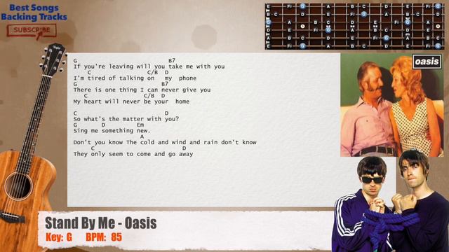 🎸 Stand By Me - Oasis Guitar Backing Track with chords and lyrics смотреть онлайн
