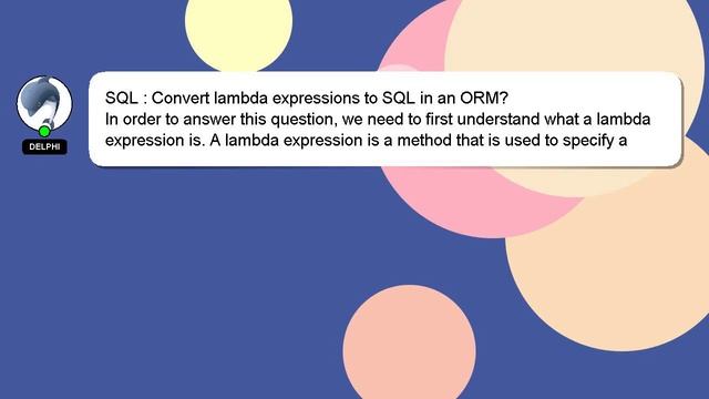 SQL : Convert lambda expressions to SQL in an ORM? смотреть онлайн