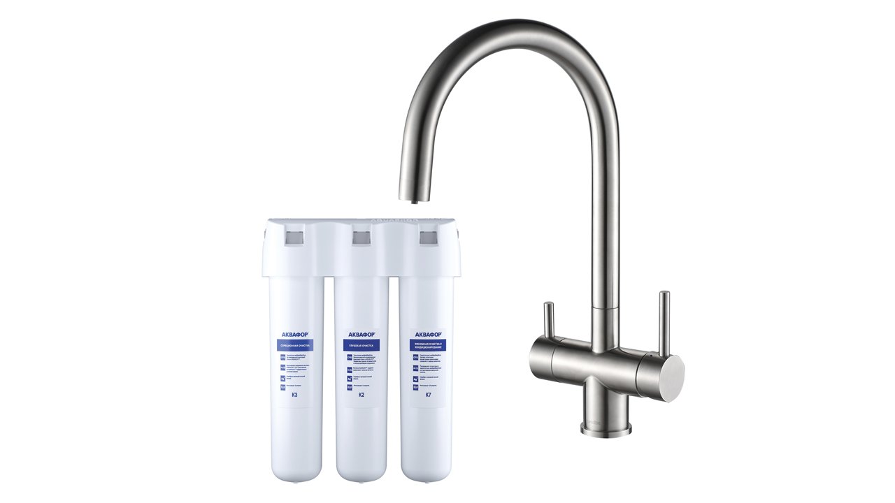 Распаковка смесителя для кухни 2в1 с фильтром Аквафор Кристалл Swedbe Selene Plus К8042К смотреть онлайн