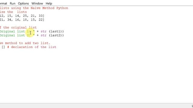Add two lists using the Naive Method Python смотреть онлайн