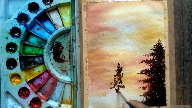 Watercolor Forest Sunrise Painting Demonstration - Paint with David смотреть онлайн