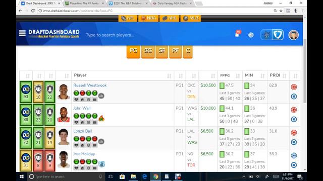 DFS lineup Optimizer: NFL, NBA, NHL смотреть онлайн
