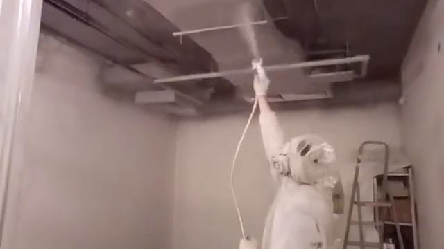 Механизированная покраска потолка "лофт" смотреть онлайн