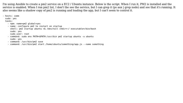 DevOps & SysAdmins: Can't install PM2 services via Ansible on an Ubuntu EC2 instance смотреть онлайн
